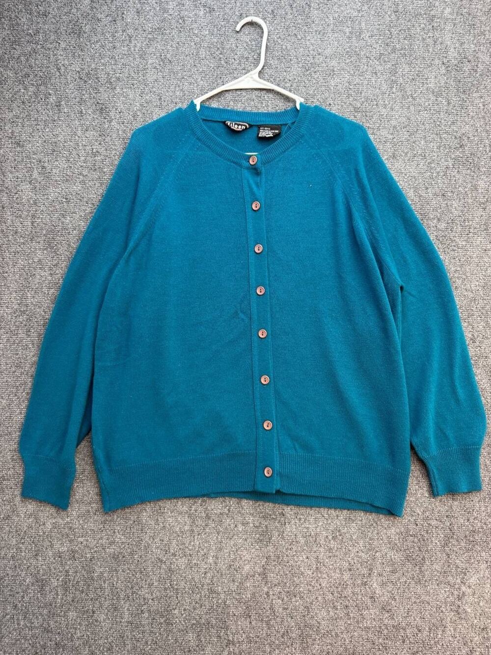Eileen Women’s Teal Button Front Cardigan Sweater Size 46 Acrylic Poland